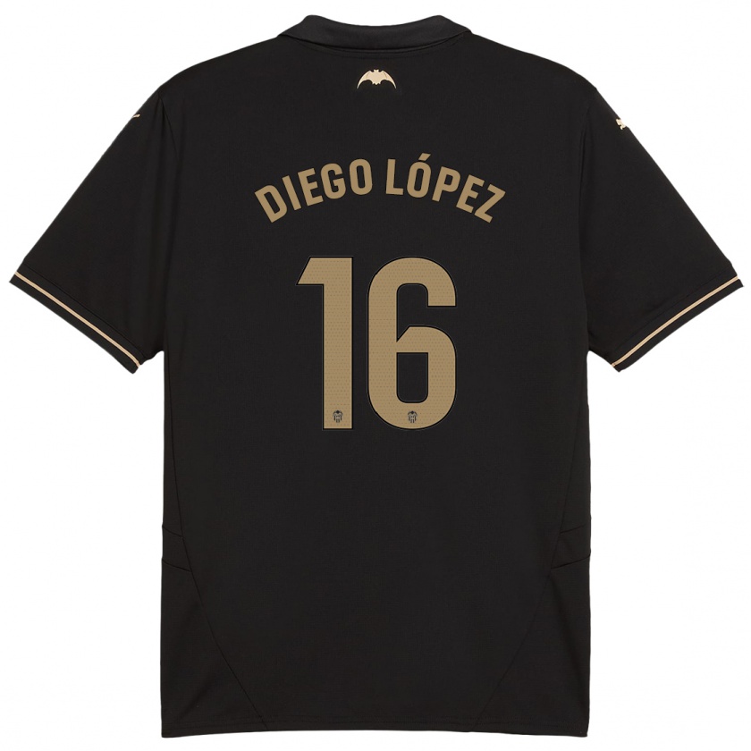 Kandiny Enfant Maillot Diego López #16 Noir Tenues Extérieur 2024/25 T-Shirt