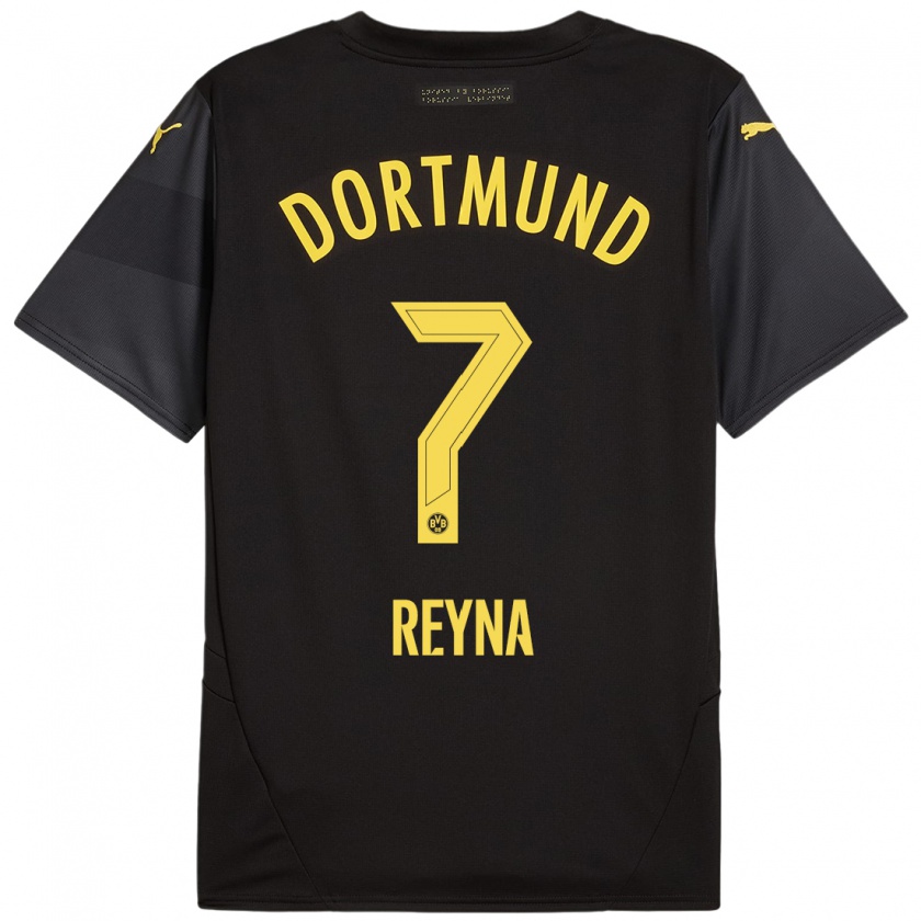 Kandiny Enfant Maillot Giovanni Reyna #7 Noir Jaune Tenues Extérieur 2024/25 T-Shirt