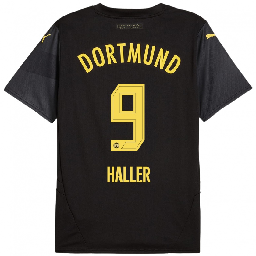 Kandiny Enfant Maillot Sébastien Haller #9 Noir Jaune Tenues Extérieur 2024/25 T-Shirt