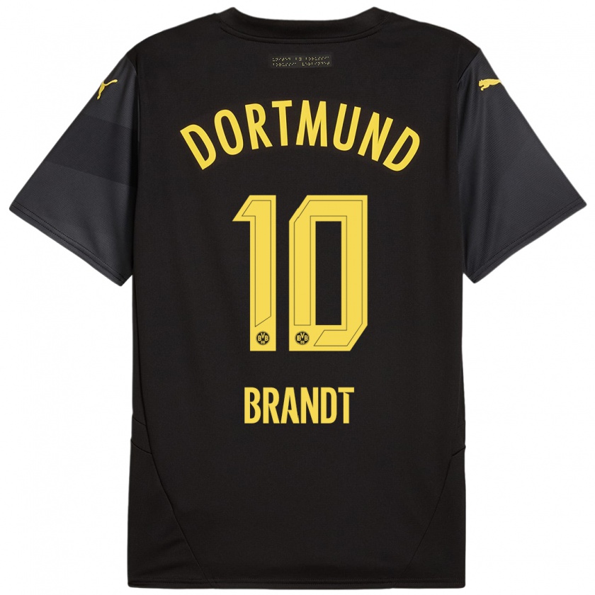 Kandiny Enfant Maillot Julian Brandt #10 Noir Jaune Tenues Extérieur 2024/25 T-Shirt