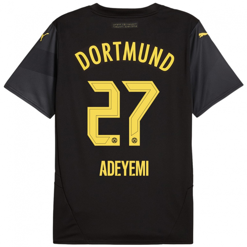 Kandiny Enfant Maillot Karim Adeyemi #27 Noir Jaune Tenues Extérieur 2024/25 T-Shirt