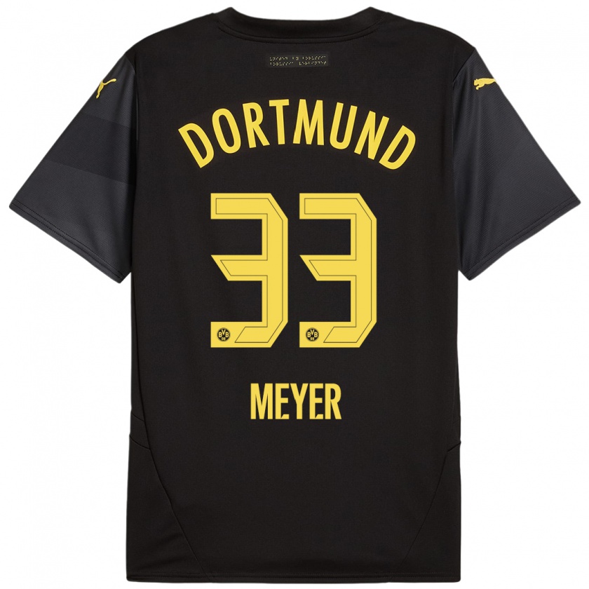 Kandiny Enfant Maillot Alexander Meyer #33 Noir Jaune Tenues Extérieur 2024/25 T-Shirt