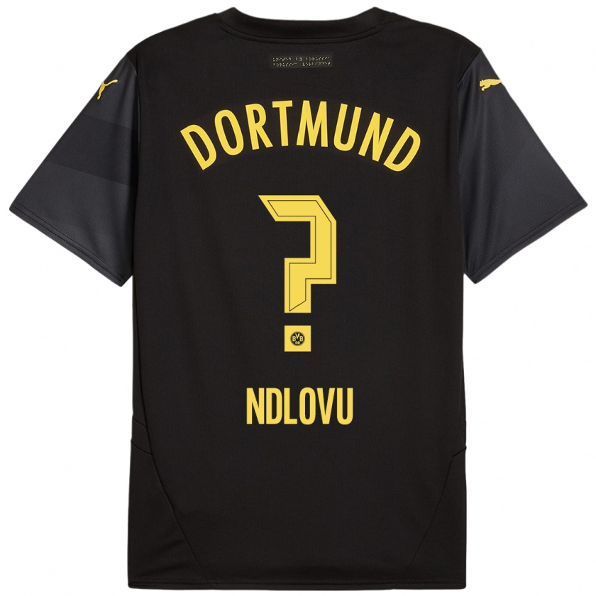 Kandiny Enfant Maillot Desmond Ndlovu #0 Noir Jaune Tenues Extérieur 2024/25 T-Shirt