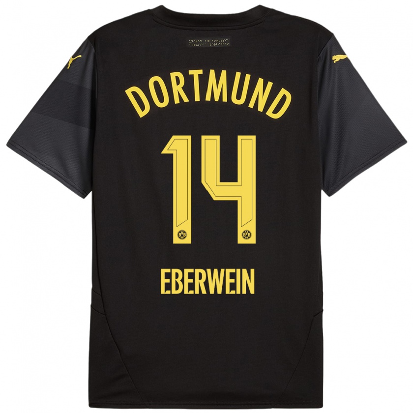 Kandiny Enfant Maillot Michael Eberwein #14 Noir Jaune Tenues Extérieur 2024/25 T-Shirt