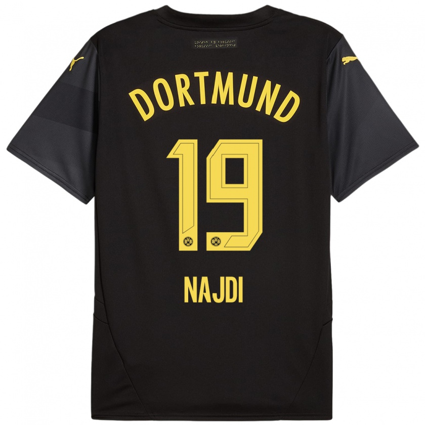 Kandiny Enfant Maillot Ahmad Najdi #19 Noir Jaune Tenues Extérieur 2024/25 T-Shirt