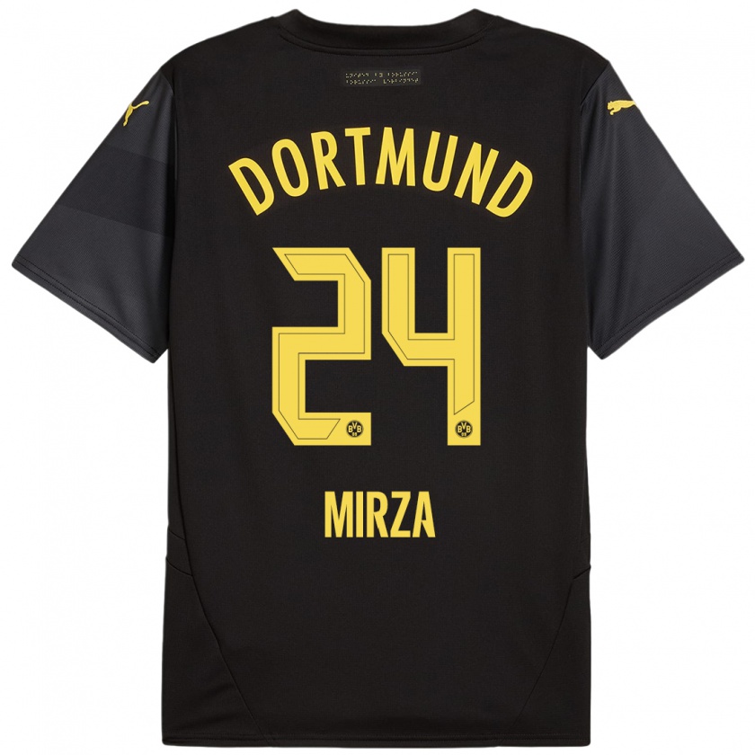 Kandiny Enfant Maillot Marwan-Omir Mirza #24 Noir Jaune Tenues Extérieur 2024/25 T-Shirt