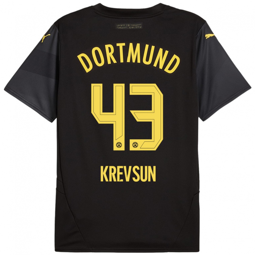 Kandiny Enfant Maillot Danylo Krevsun #43 Noir Jaune Tenues Extérieur 2024/25 T-Shirt