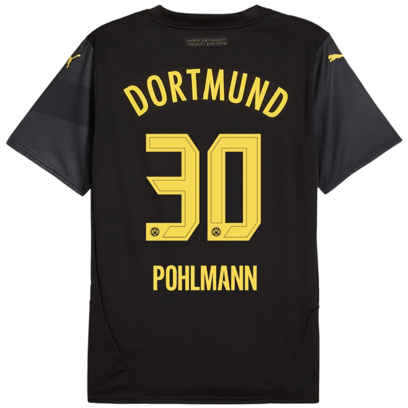 Kandiny Enfant Maillot Ole Pohlmann #30 Noir Jaune Tenues Extérieur 2024/25 T-Shirt