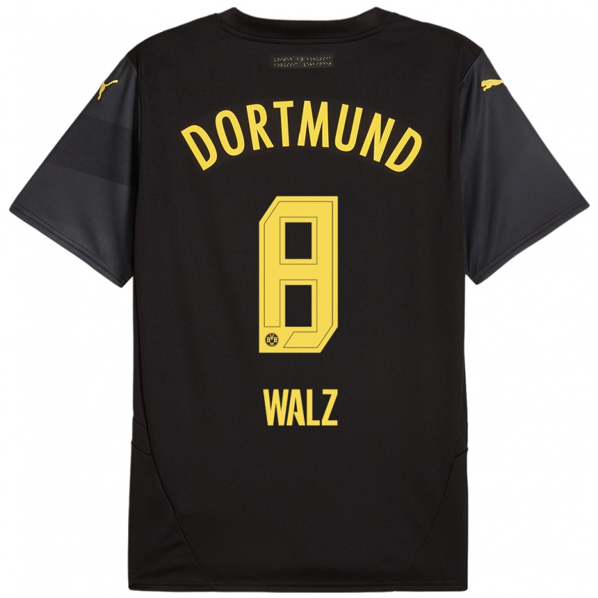 Kandiny Enfant Maillot Vasco Walz #8 Noir Jaune Tenues Extérieur 2024/25 T-Shirt