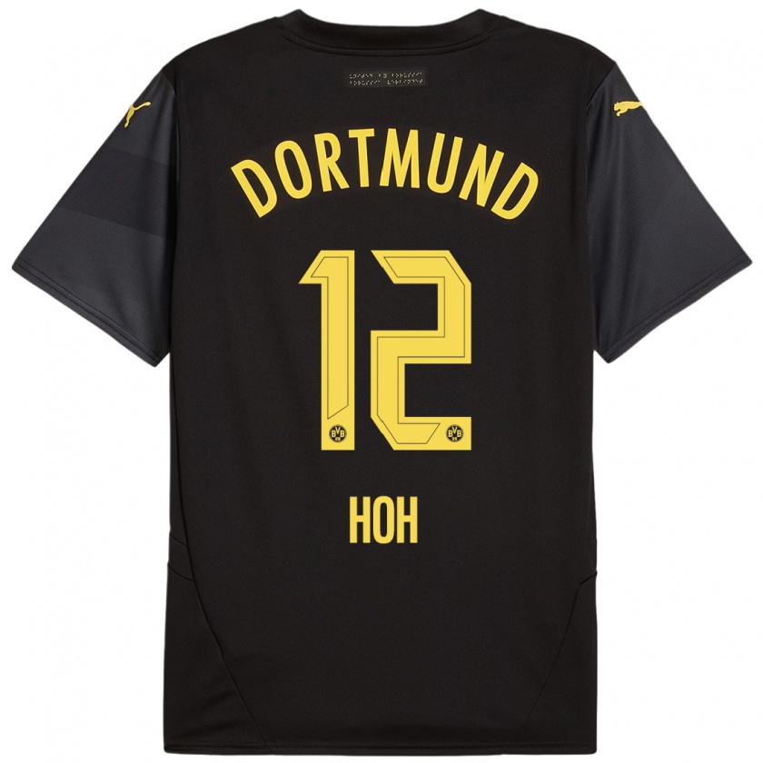 Kandiny Enfant Maillot Hendrik Hoh #12 Noir Jaune Tenues Extérieur 2024/25 T-Shirt