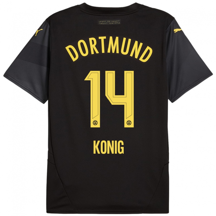 Kandiny Enfant Maillot Raul Konig #14 Noir Jaune Tenues Extérieur 2024/25 T-Shirt