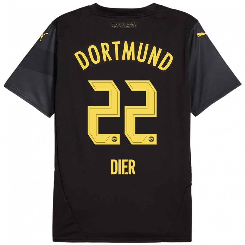 Kandiny Enfant Maillot Henrik Dier #22 Noir Jaune Tenues Extérieur 2024/25 T-Shirt