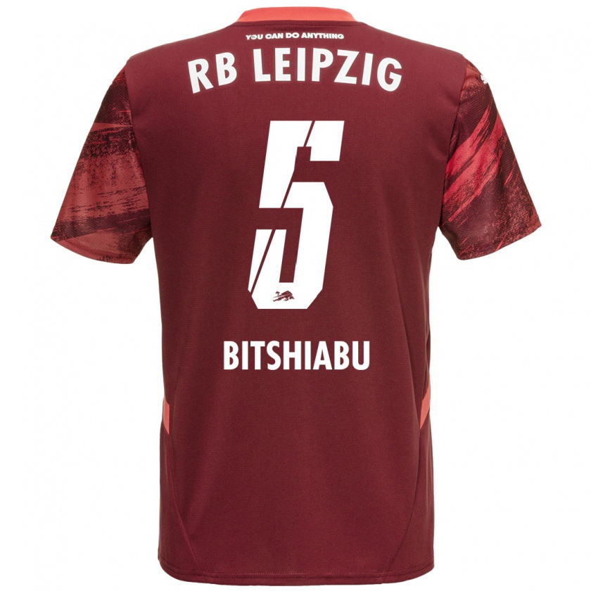 Kandiny Enfant Maillot El Chadaille Bitshiabu #5 Bordeaux Tenues Extérieur 2024/25 T-Shirt