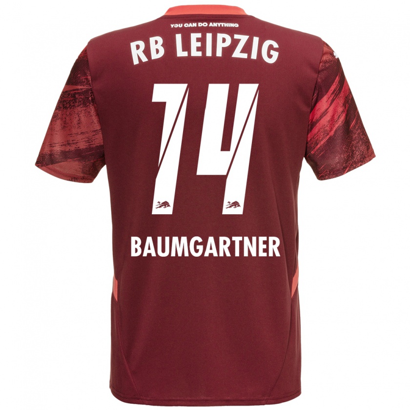 Kandiny Enfant Maillot Christoph Baumgartner #14 Bordeaux Tenues Extérieur 2024/25 T-Shirt