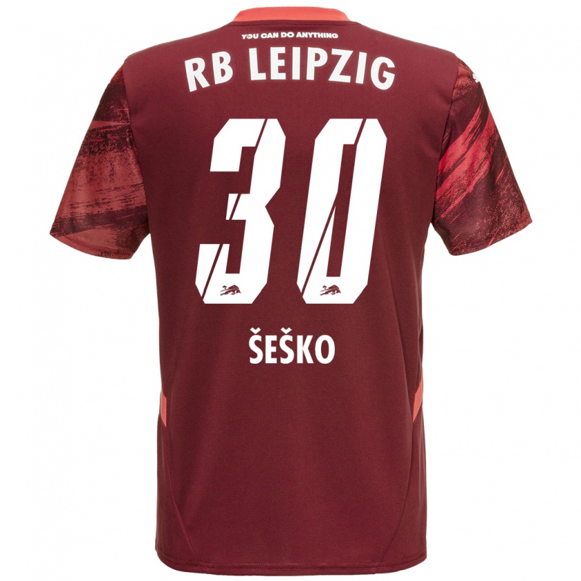 Kandiny Enfant Maillot Benjamin Sesko #30 Bordeaux Tenues Extérieur 2024/25 T-Shirt