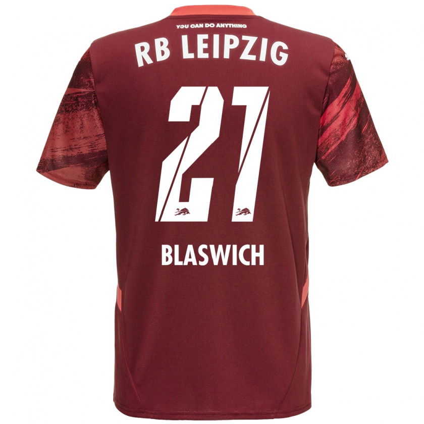 Kandiny Enfant Maillot Janis Blaswich #21 Bordeaux Tenues Extérieur 2024/25 T-Shirt