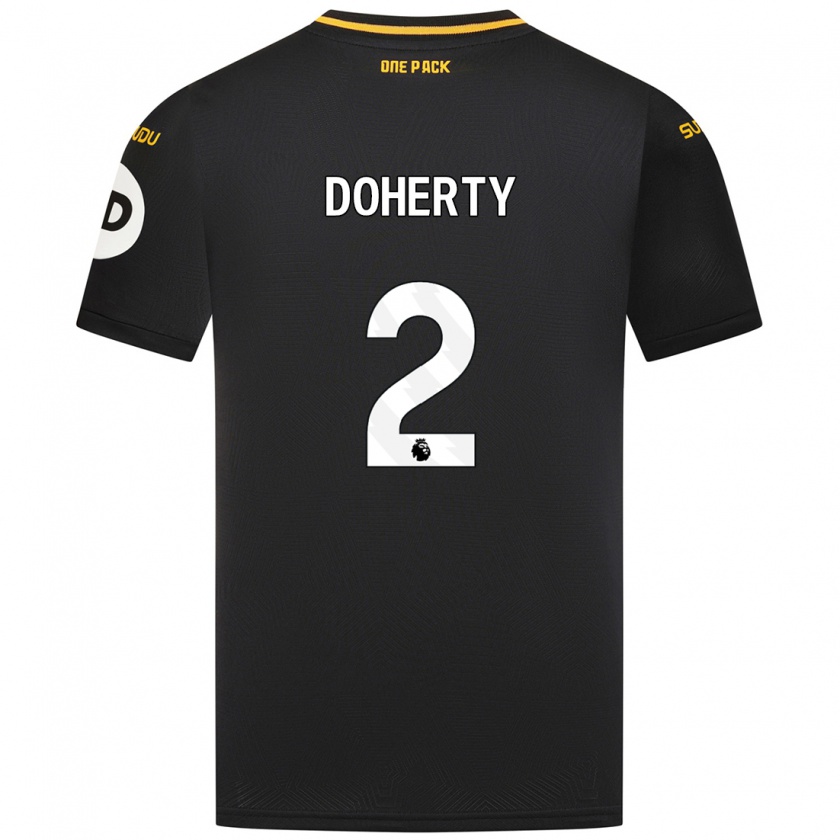 Kandiny Enfant Maillot Matt Doherty #2 Noir Tenues Extérieur 2024/25 T-Shirt