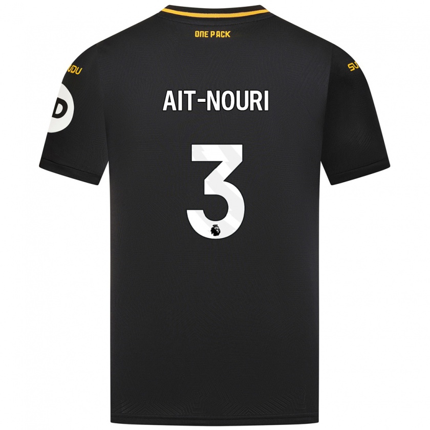 Kandiny Enfant Maillot Rayan Aït-Nouri #3 Noir Tenues Extérieur 2024/25 T-Shirt