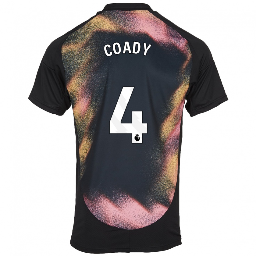 Kandiny Enfant Maillot Conor Coady #4 Noir Blanc Tenues Extérieur 2024/25 T-Shirt