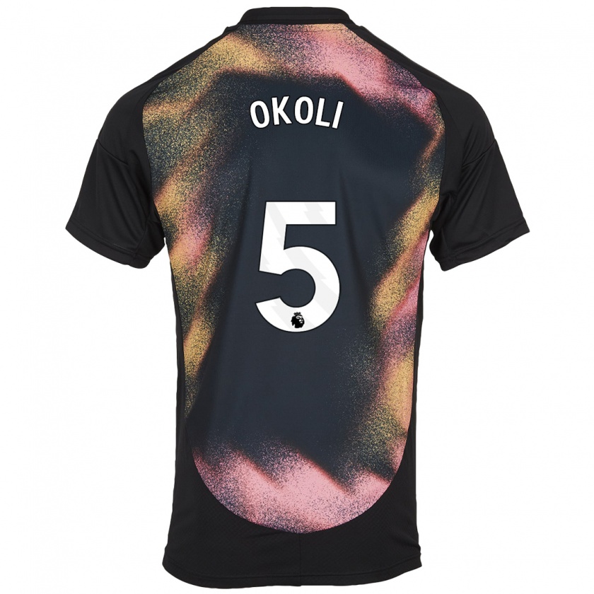 Kandiny Enfant Maillot Caleb Okoli #5 Noir Blanc Tenues Extérieur 2024/25 T-Shirt