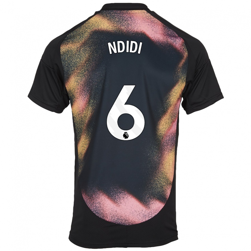 Kandiny Enfant Maillot Wilfred Ndidi #6 Noir Blanc Tenues Extérieur 2024/25 T-Shirt