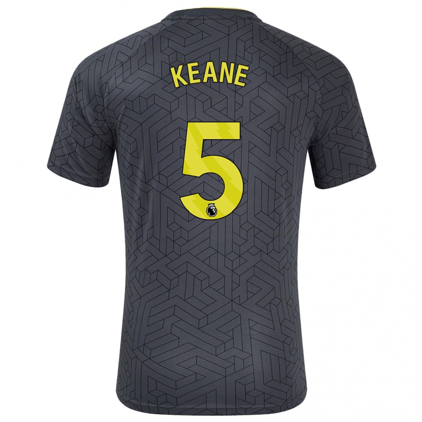 Kandiny Enfant Maillot Michael Keane #5 Noir Jaune Tenues Extérieur 2024/25 T-Shirt