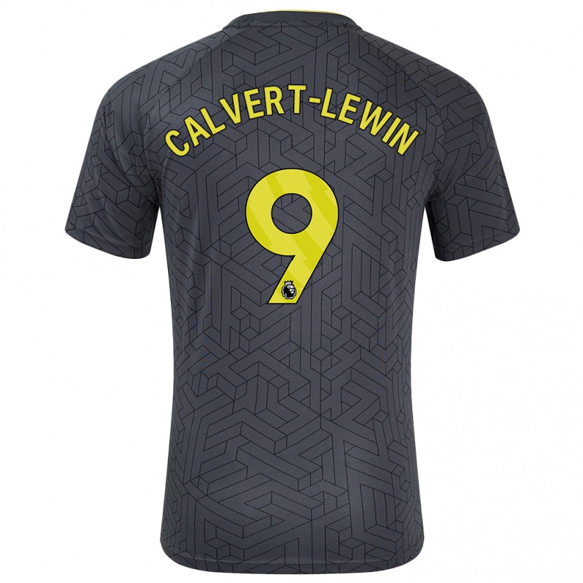 Kandiny Enfant Maillot Dominic Calvert-Lewin #9 Noir Jaune Tenues Extérieur 2024/25 T-Shirt