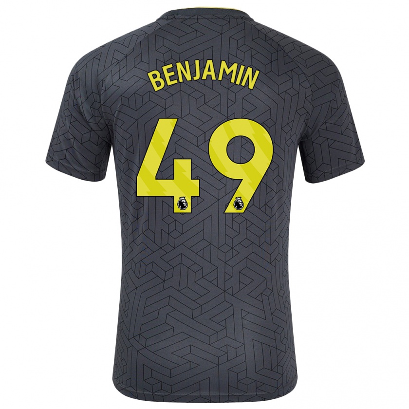 Kandiny Enfant Maillot Omari Benjamin #49 Noir Jaune Tenues Extérieur 2024/25 T-Shirt