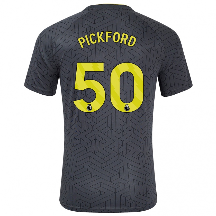 Kandiny Enfant Maillot George Pickford #50 Noir Jaune Tenues Extérieur 2024/25 T-Shirt