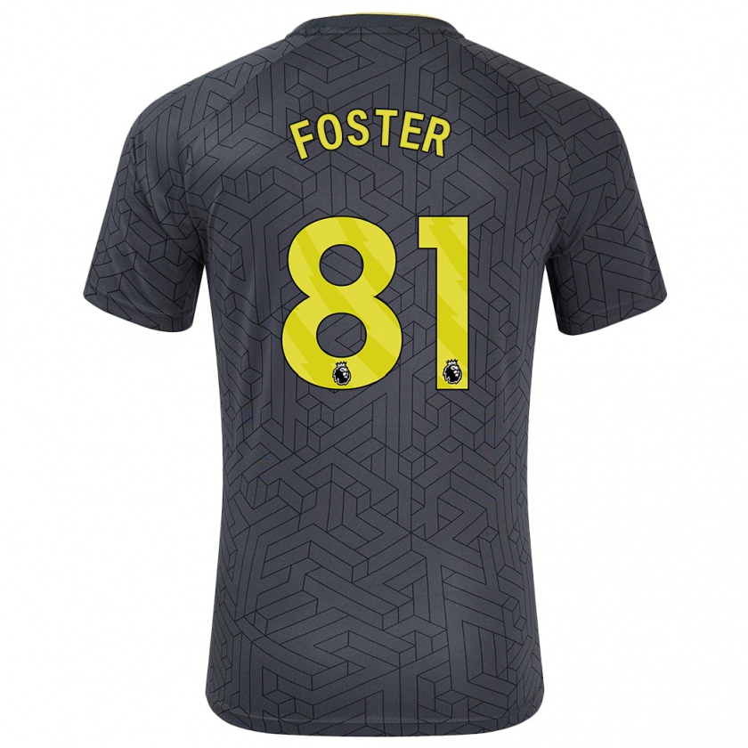 Kandiny Enfant Maillot Harvey Foster #81 Noir Jaune Tenues Extérieur 2024/25 T-Shirt