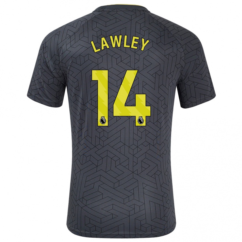 Kandiny Enfant Maillot Melissa Lawley #14 Noir Jaune Tenues Extérieur 2024/25 T-Shirt