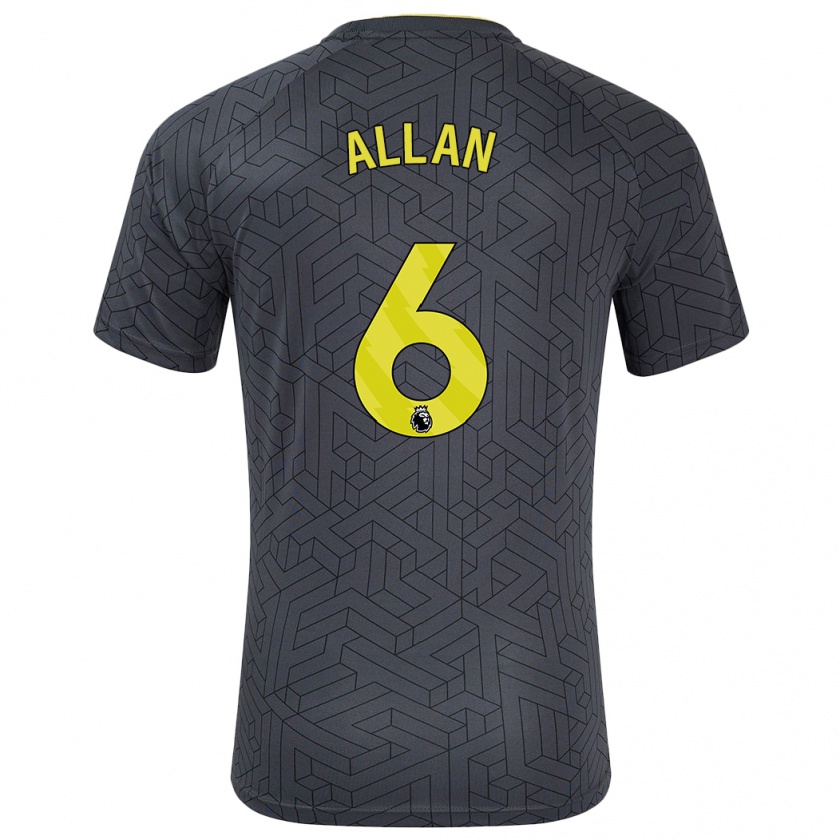 Kandiny Enfant Maillot Allan #6 Noir Jaune Tenues Extérieur 2024/25 T-Shirt