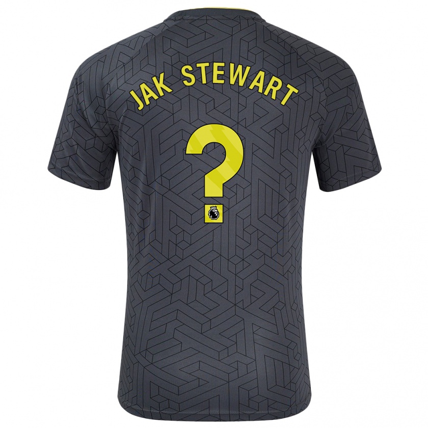 Kandiny Enfant Maillot Jak Stewart #0 Noir Jaune Tenues Extérieur 2024/25 T-Shirt