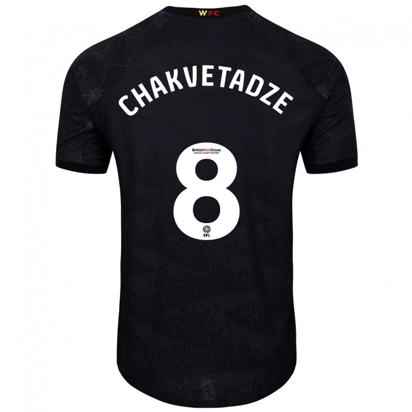 Kandiny Enfant Maillot Giorgi Chakvetadze #8 Noir Blanc Tenues Extérieur 2024/25 T-Shirt