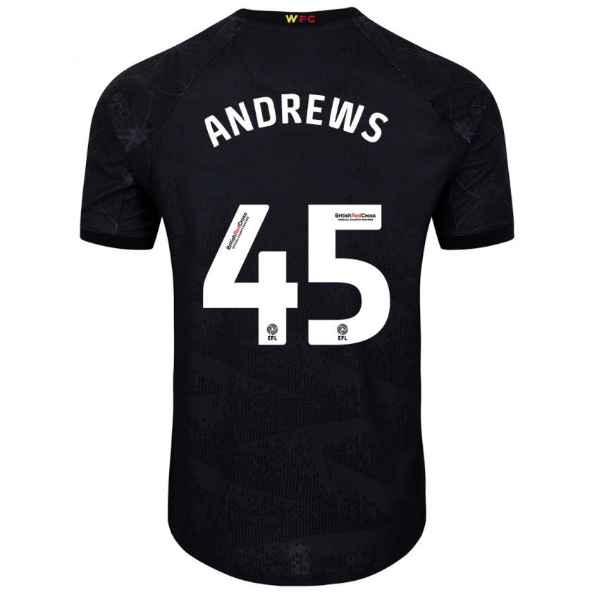 Kandiny Enfant Maillot Ryan Andrews #45 Noir Blanc Tenues Extérieur 2024/25 T-Shirt