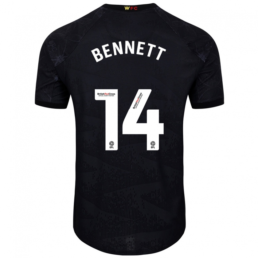 Kandiny Enfant Maillot Harley Bennett #14 Noir Blanc Tenues Extérieur 2024/25 T-Shirt