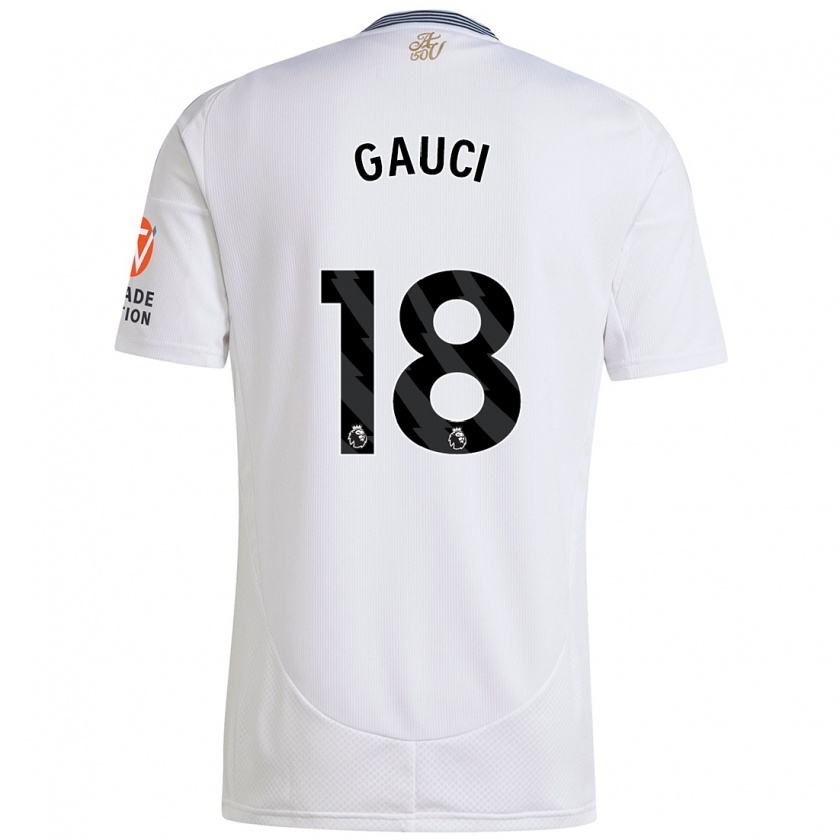 Kandiny Enfant Maillot Joe Gauci #18 Blanc Tenues Extérieur 2024/25 T-Shirt