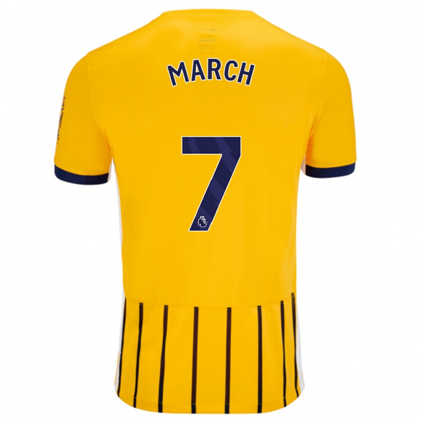 Kandiny Enfant Maillot Solly March #7 Doré Bleu À Fines Rayures Tenues Extérieur 2024/25 T-Shirt