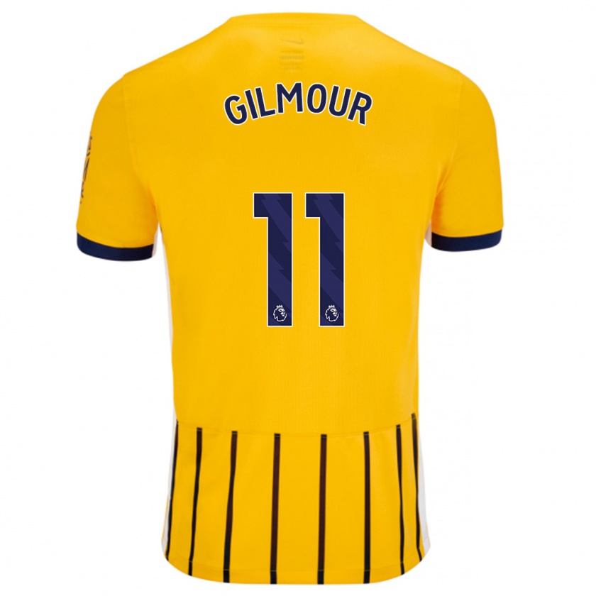 Kandiny Enfant Maillot Billy Gilmour #11 Doré Bleu À Fines Rayures Tenues Extérieur 2024/25 T-Shirt