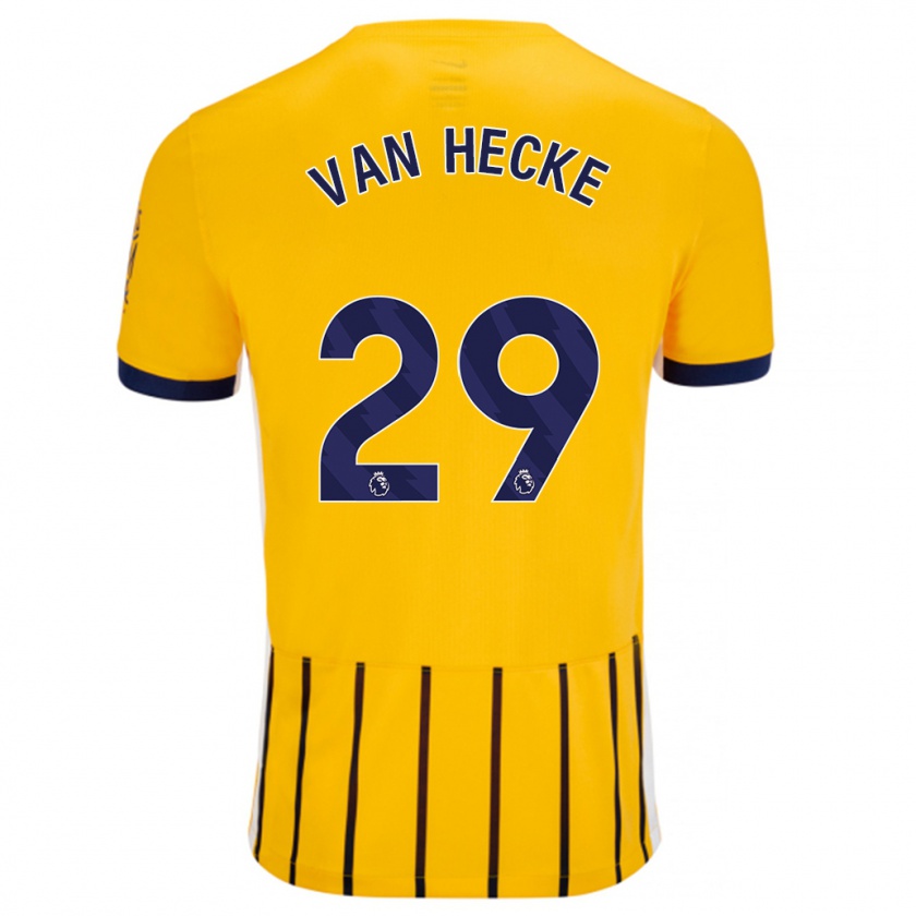 Kandiny Enfant Maillot Jan Paul Van Hecke #29 Doré Bleu À Fines Rayures Tenues Extérieur 2024/25 T-Shirt