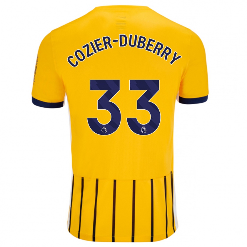 Kandiny Enfant Maillot Amario Cozier-Duberry #33 Doré Bleu À Fines Rayures Tenues Extérieur 2024/25 T-Shirt