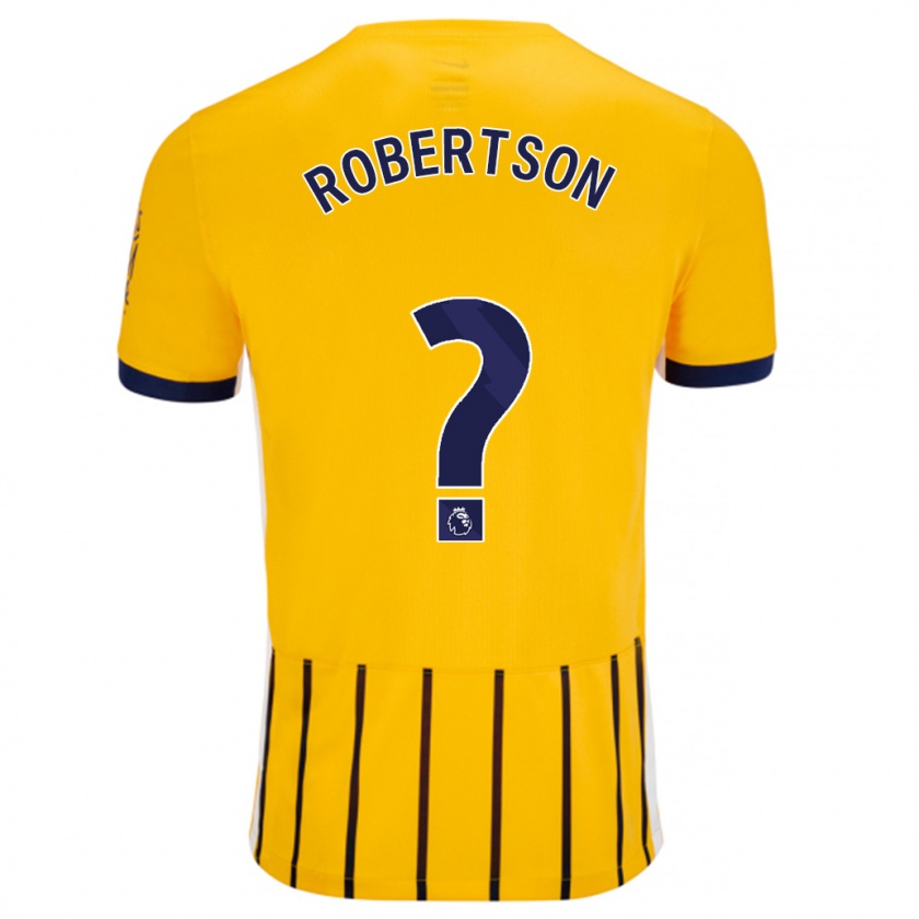 Kandiny Enfant Maillot Josh Robertson #0 Doré Bleu À Fines Rayures Tenues Extérieur 2024/25 T-Shirt