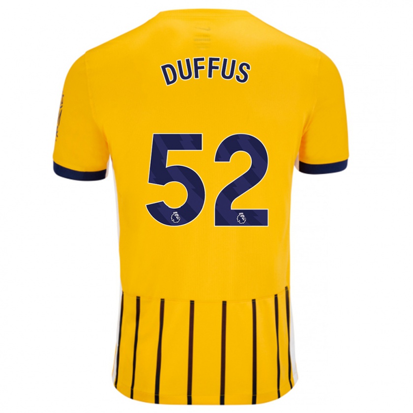 Kandiny Enfant Maillot Josh Duffus #52 Doré Bleu À Fines Rayures Tenues Extérieur 2024/25 T-Shirt