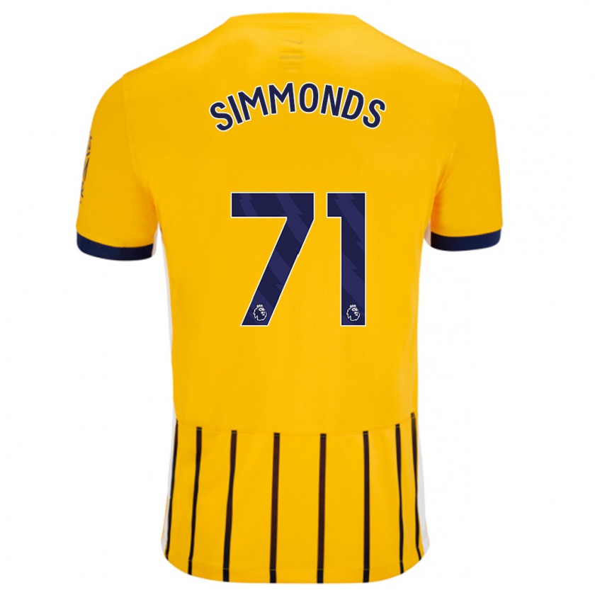 Kandiny Enfant Maillot Freddie Simmonds #71 Doré Bleu À Fines Rayures Tenues Extérieur 2024/25 T-Shirt