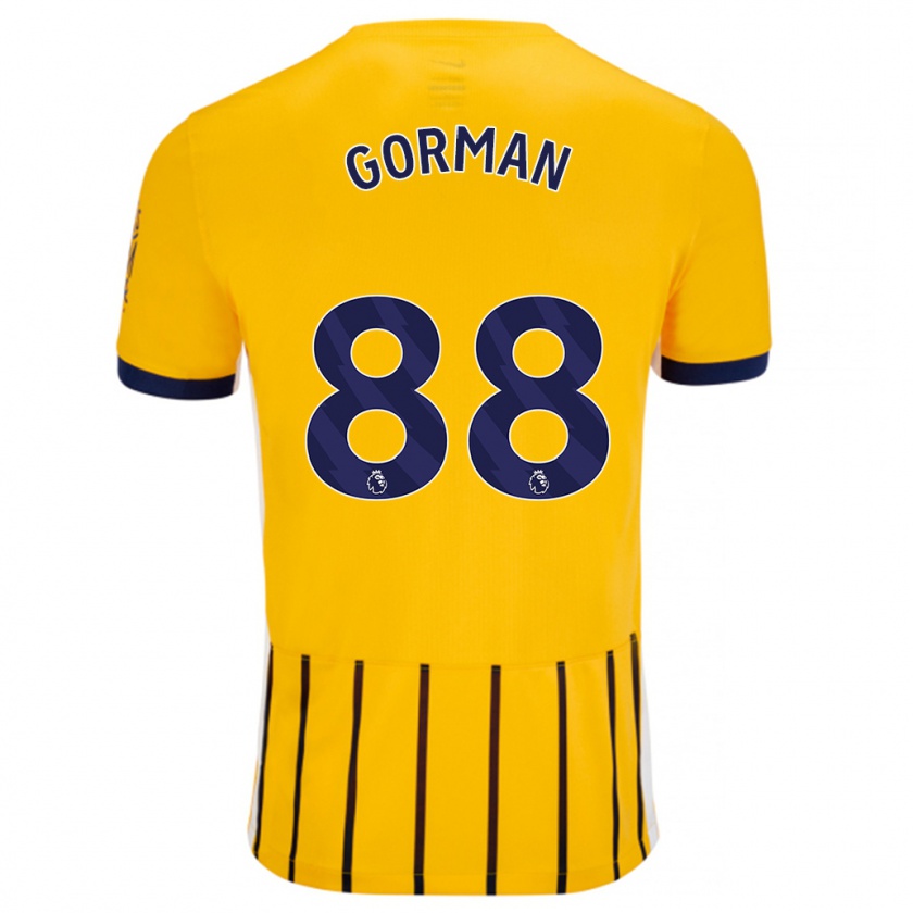 Kandiny Enfant Maillot Ronnie Gorman #88 Doré Bleu À Fines Rayures Tenues Extérieur 2024/25 T-Shirt