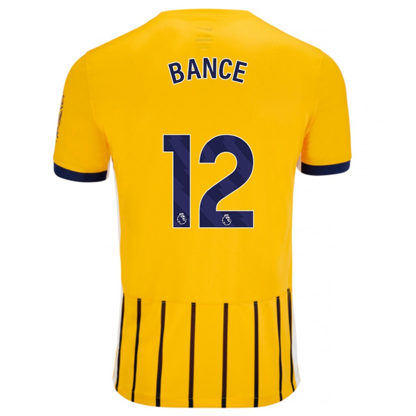 Kandiny Enfant Maillot Libby Bance #12 Doré Bleu À Fines Rayures Tenues Extérieur 2024/25 T-Shirt