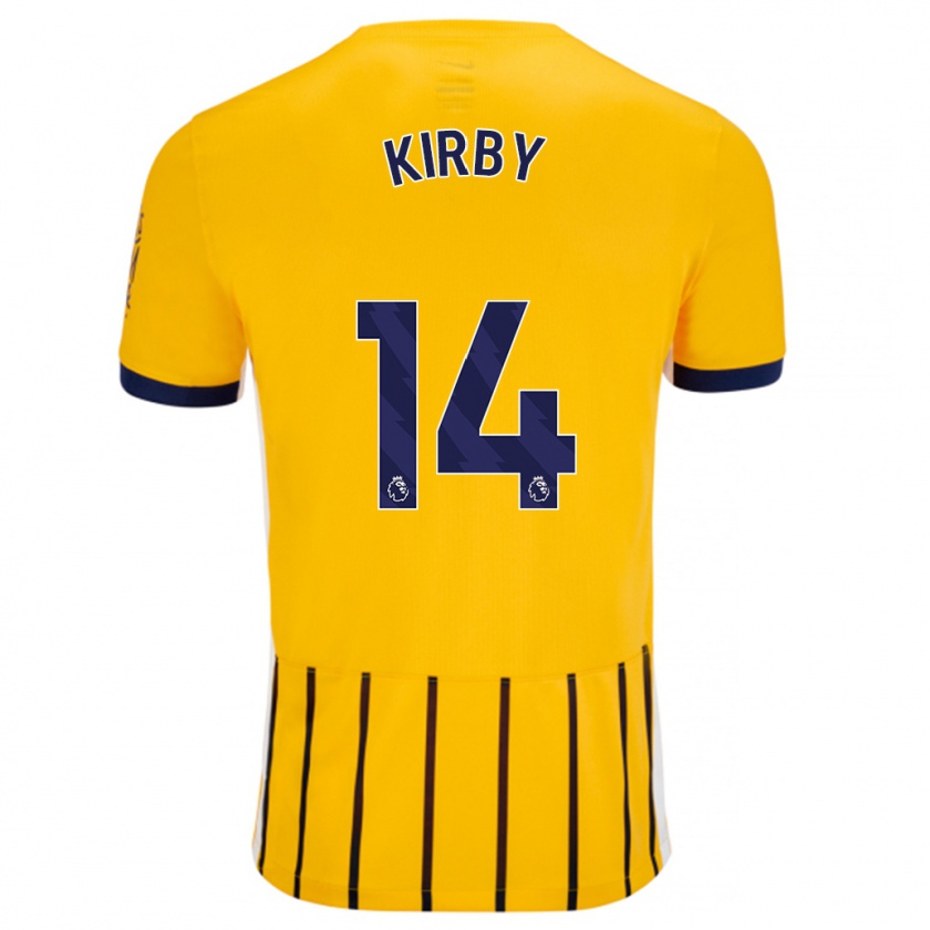 Kandiny Enfant Maillot Fran Kirby #14 Doré Bleu À Fines Rayures Tenues Extérieur 2024/25 T-Shirt