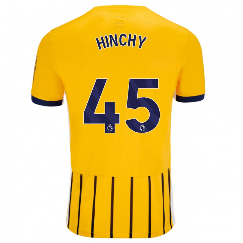 Kandiny Enfant Maillot Jack Hinchy #45 Doré Bleu À Fines Rayures Tenues Extérieur 2024/25 T-Shirt