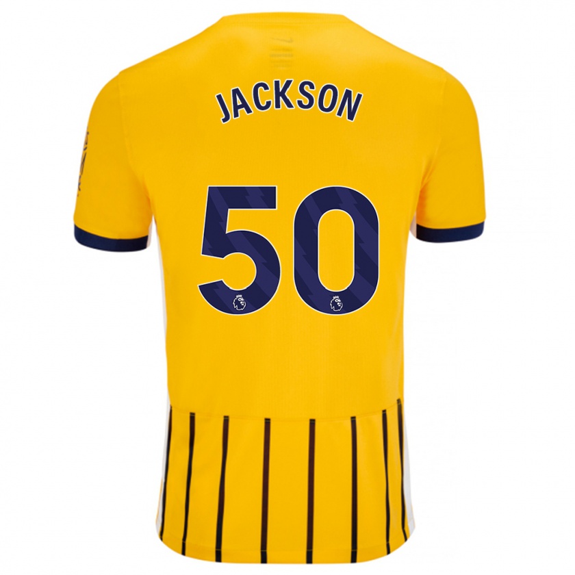 Kandiny Enfant Maillot Ben Jackson #50 Doré Bleu À Fines Rayures Tenues Extérieur 2024/25 T-Shirt