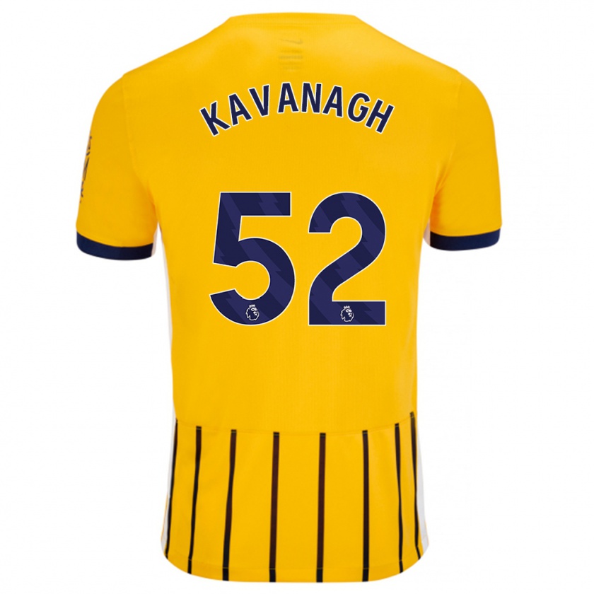 Kandiny Enfant Maillot Leigh Kavanagh #52 Doré Bleu À Fines Rayures Tenues Extérieur 2024/25 T-Shirt